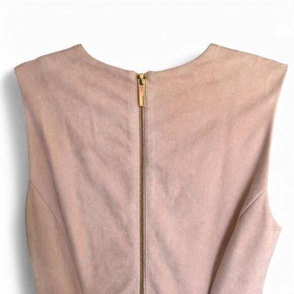 Calvin Klein Blush Pink Sleeveless Faux Suede Sheath Dress Size 2 Gold Zipper - Picture 9 of 9